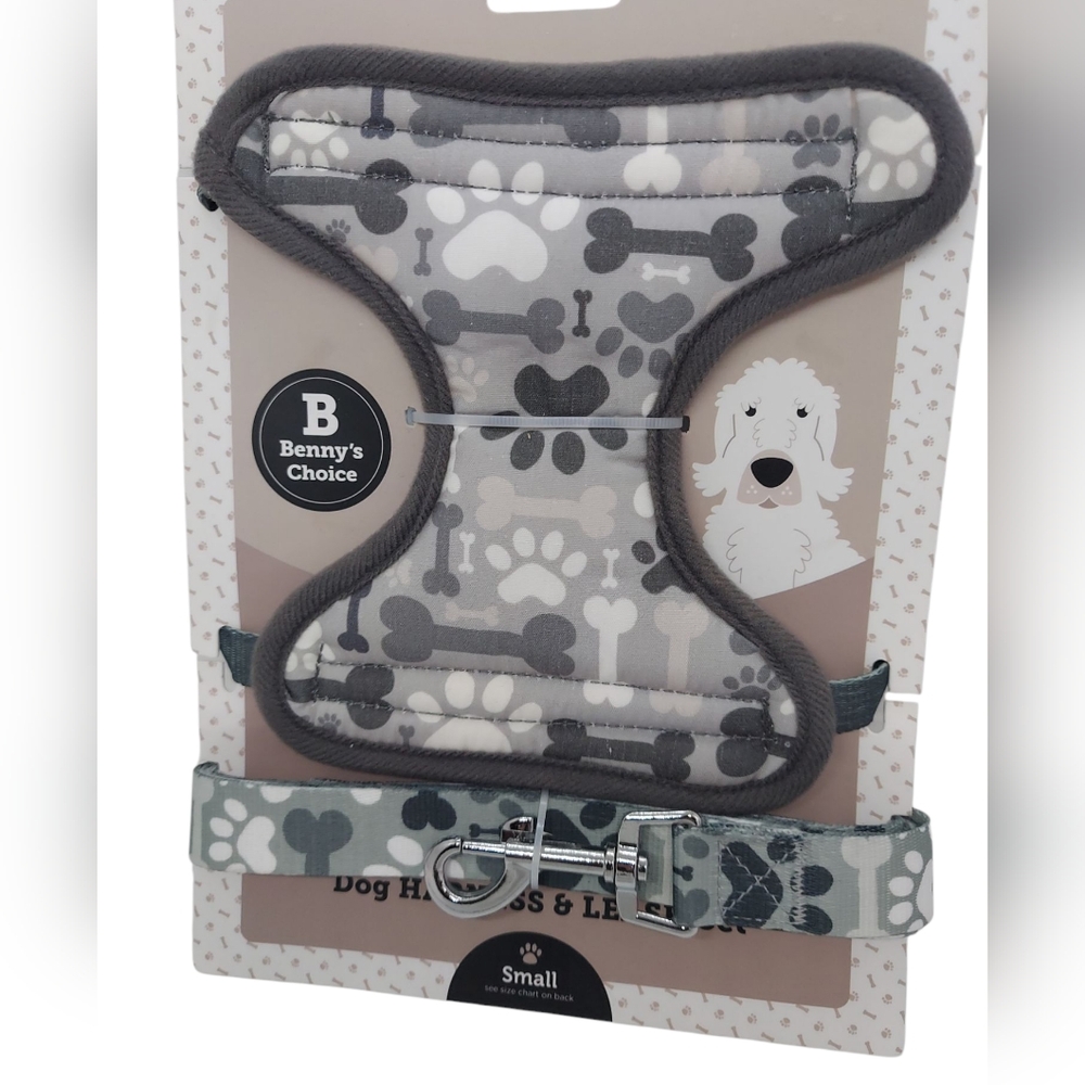 Benny's Choice Gray Dog Harness & Leash Set Size Snall NWT - Picture 1 of 4